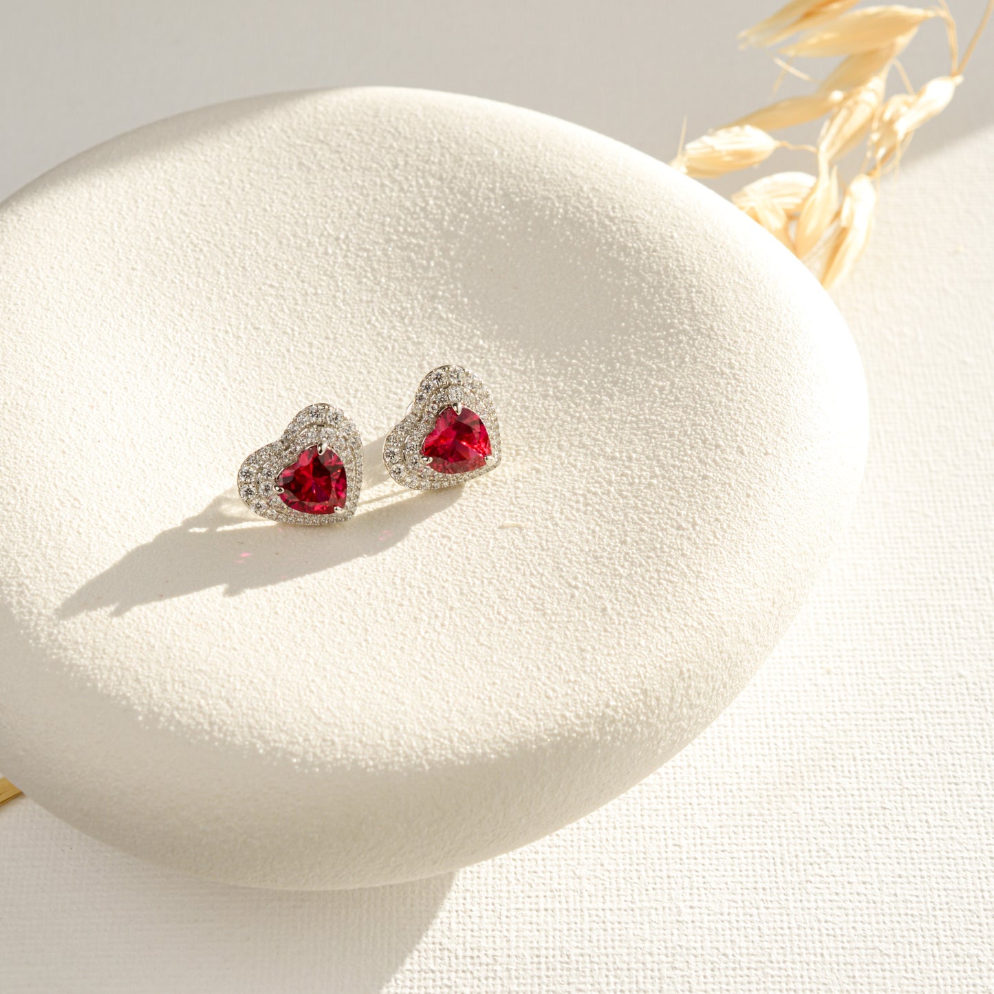 Ruby Heart Earrings