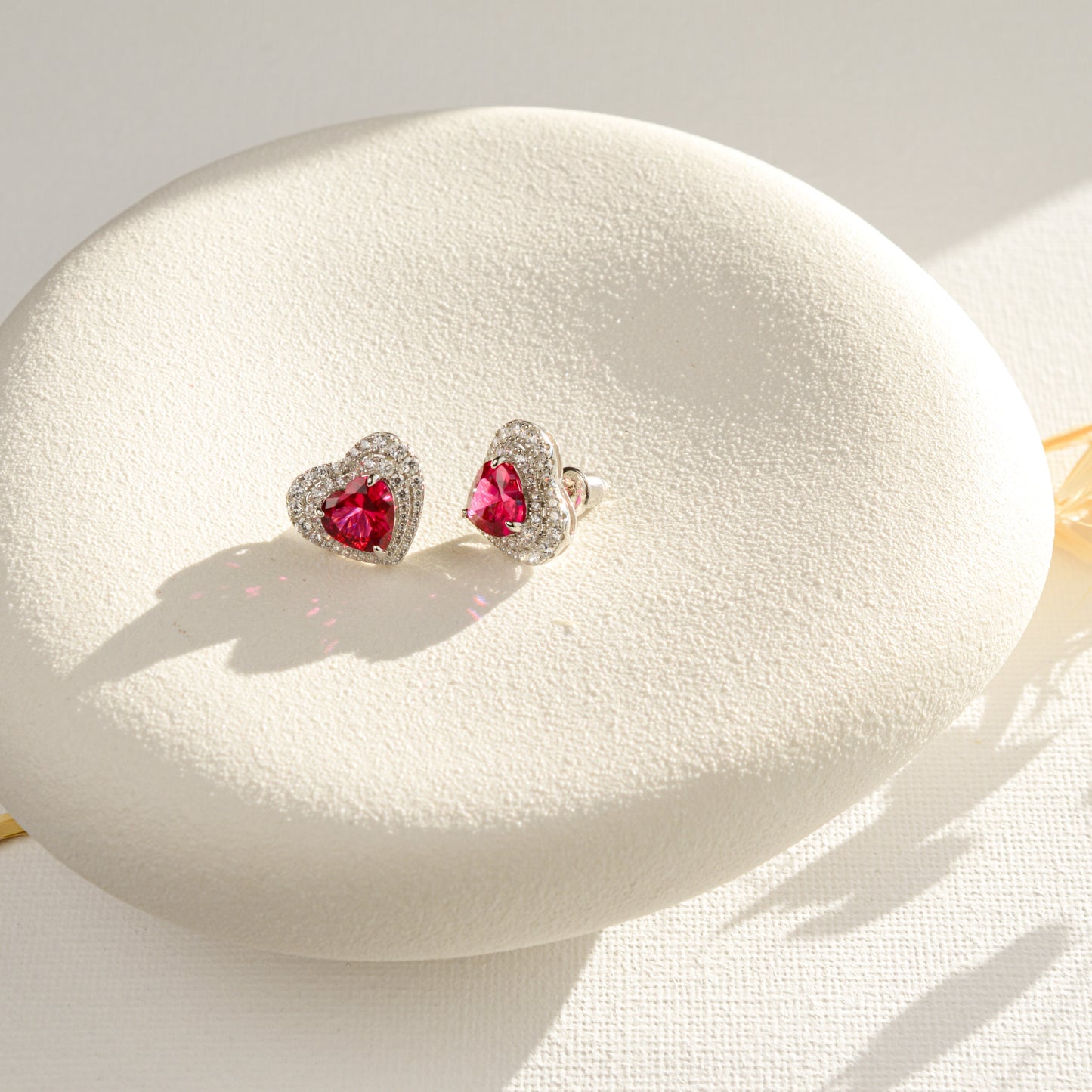 Ruby Heart Earrings
