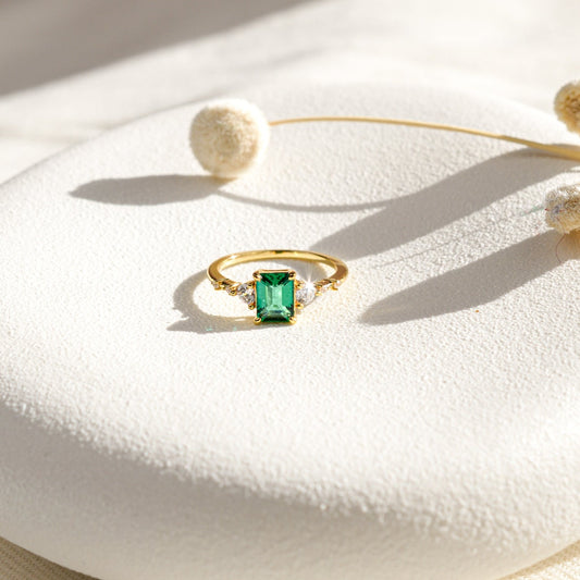 Mira Genuine Emerald Ring (Gold/Silver)