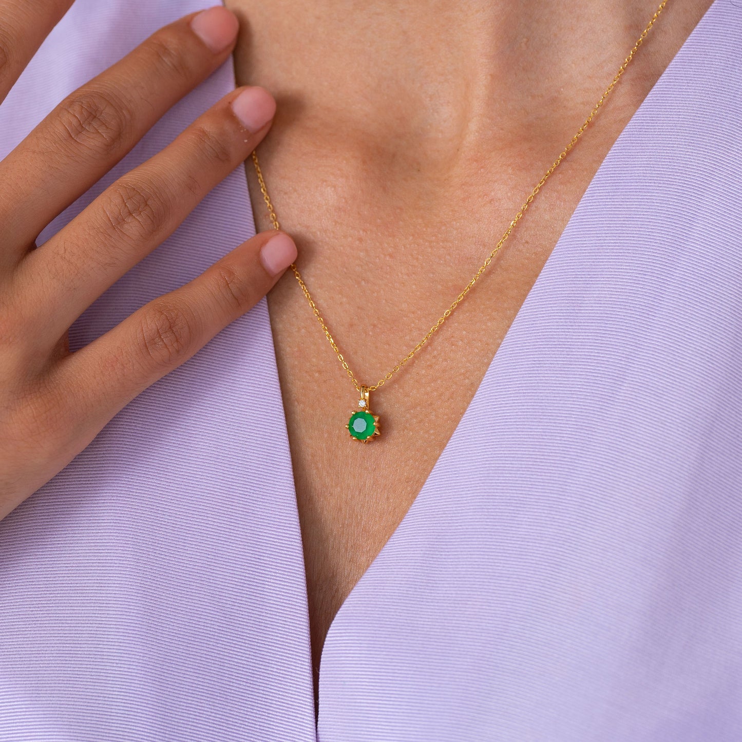 Starlight Genuine Emerald Necklace 14K Gold Vermeil