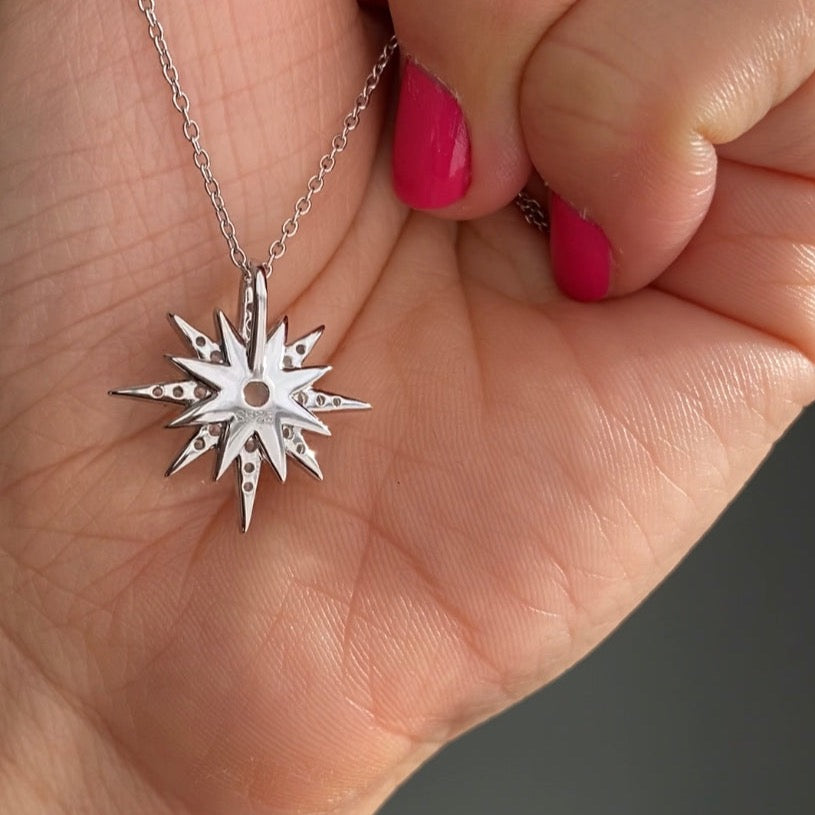 Natural Opal Starburst Gold Necklace - Sterling Silver