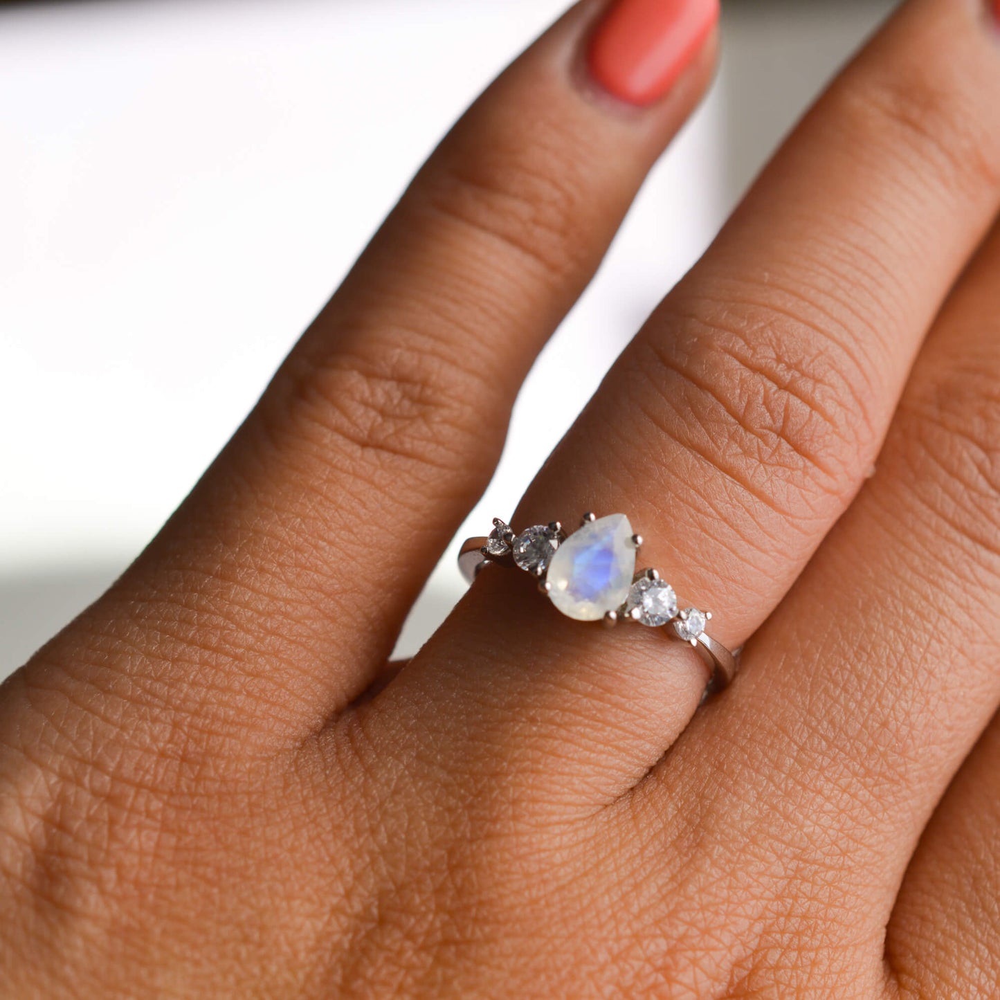 Solid Gold Selene Moonstone Ring