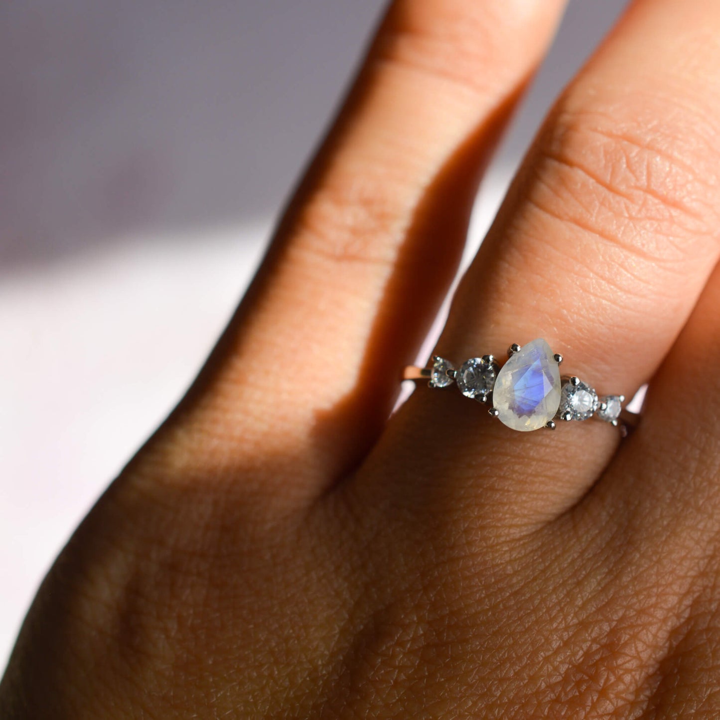 Solid Gold Selene Moonstone Ring