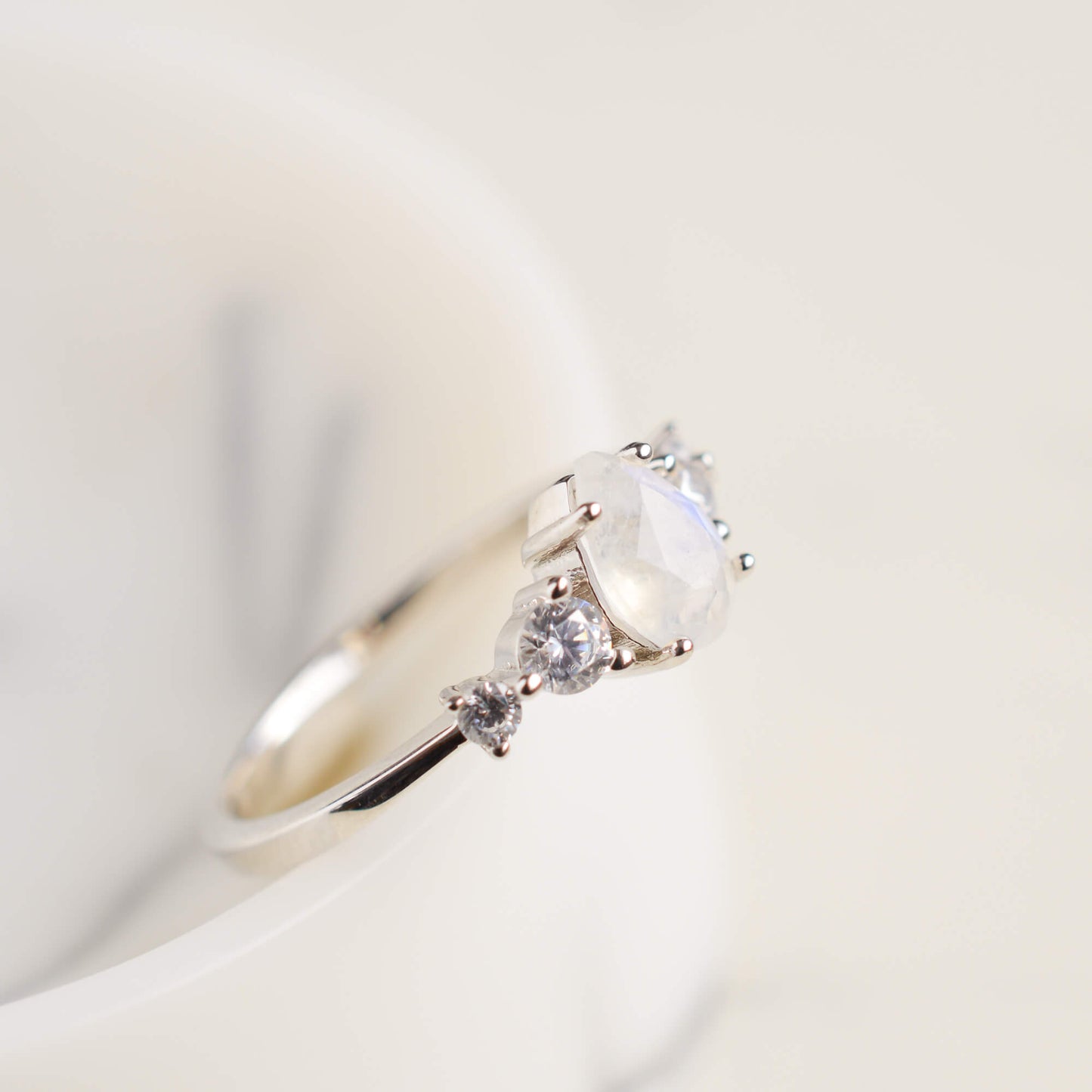 Solid Gold Selene Moonstone Ring