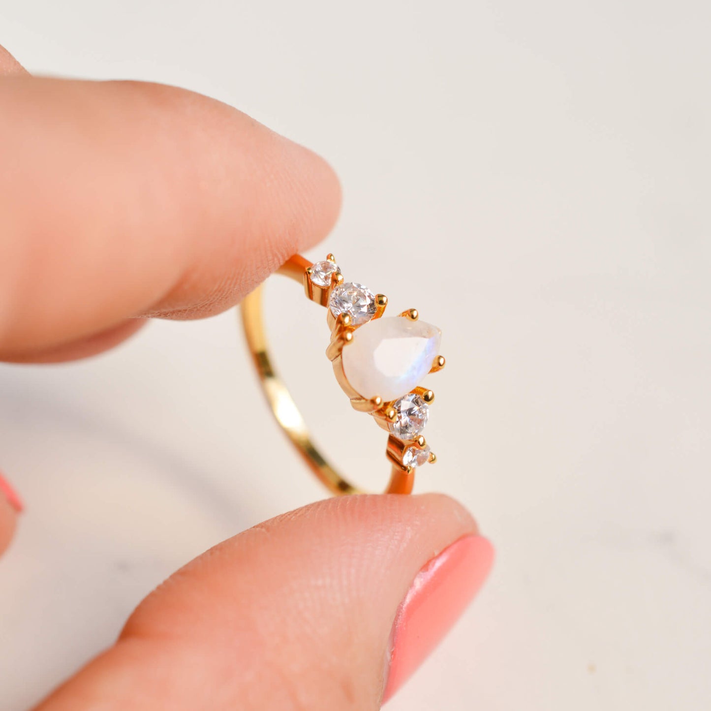 Solid Gold Selene Moonstone Ring