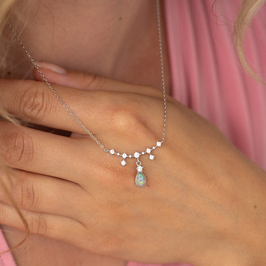 DAPHNE Silver Opal Necklace