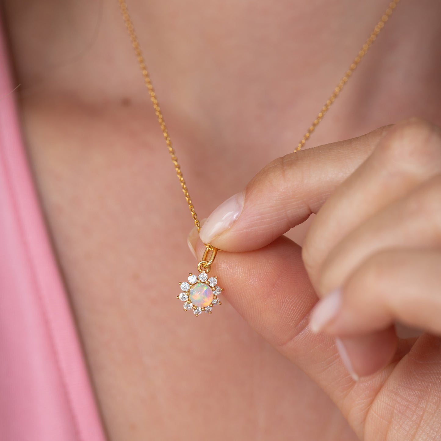 Opal Sun Gold Necklace