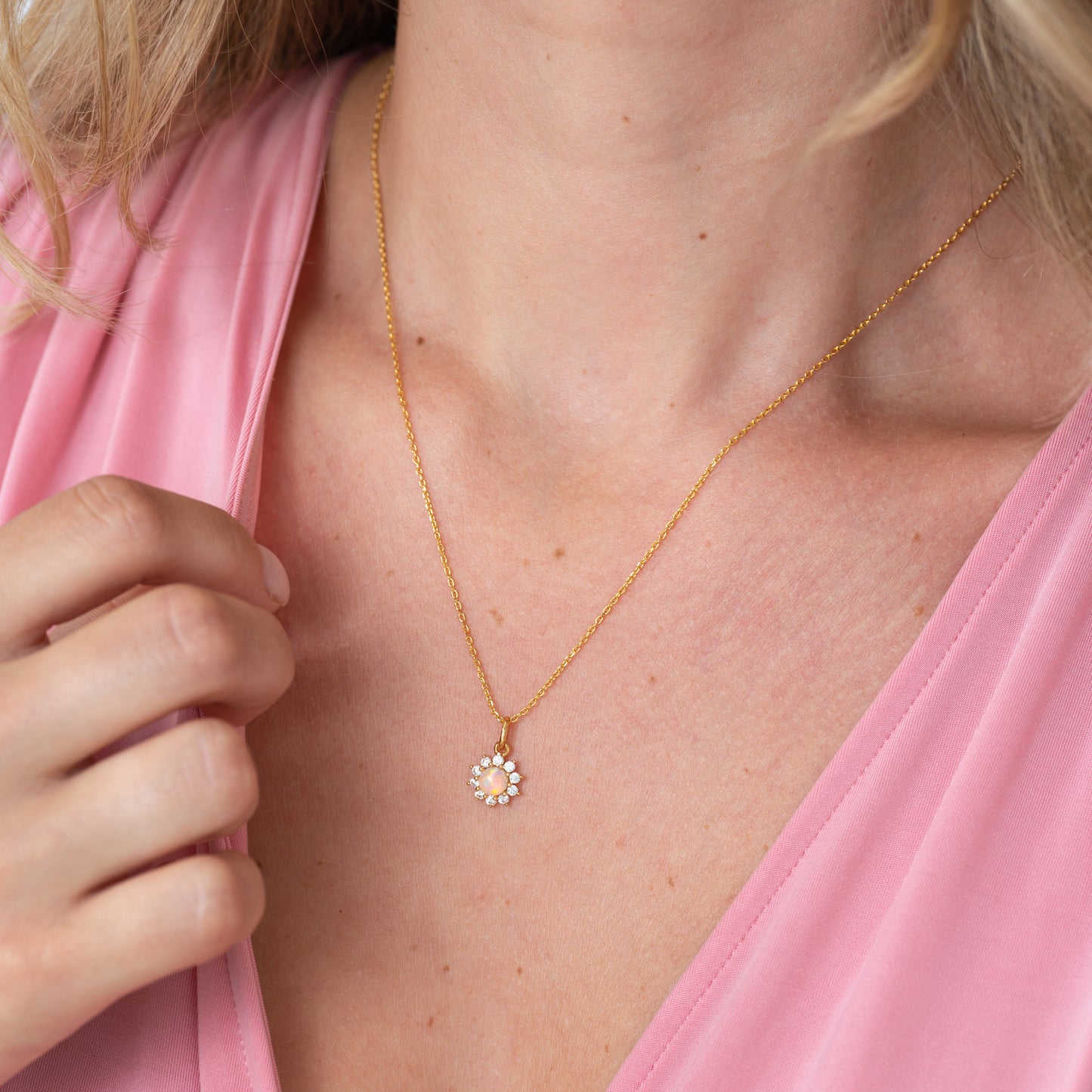 Opal Sun Gold Necklace