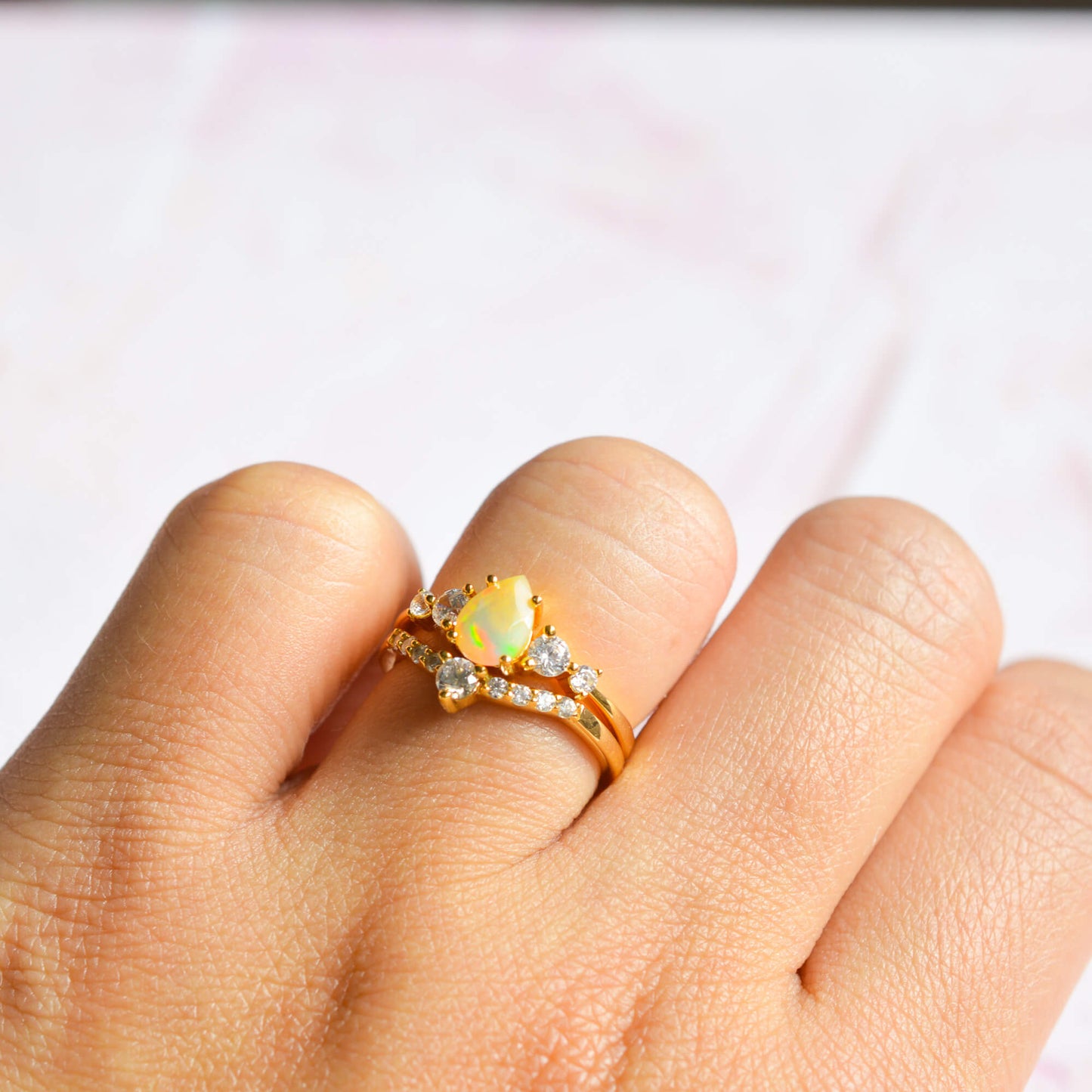 Selene Opal Ring Set