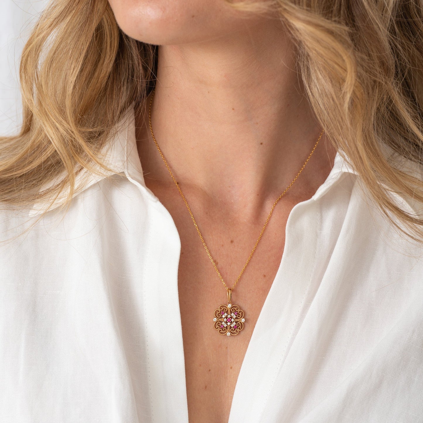 Amelia Natural Blue Sapphire Gold Vermeil Necklace