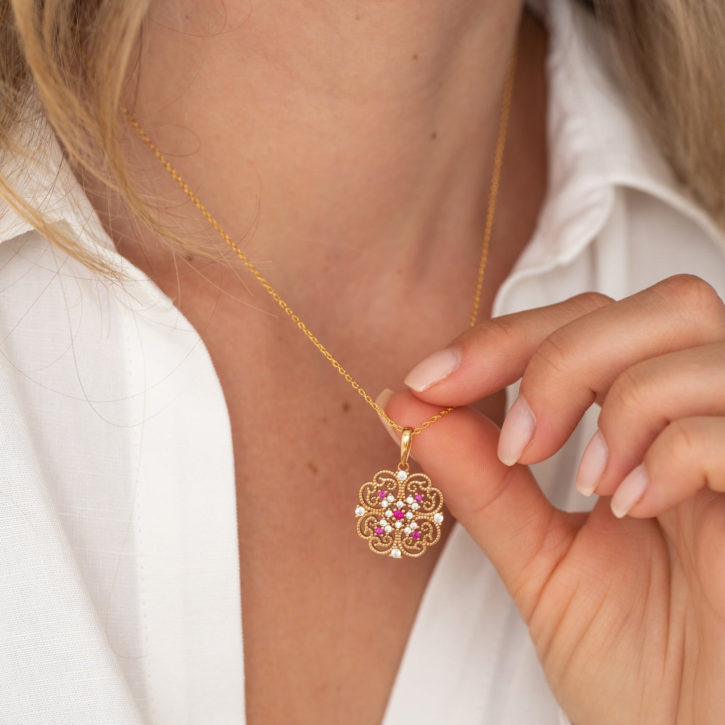 Amelia Natural Blue Sapphire Gold Vermeil Necklace