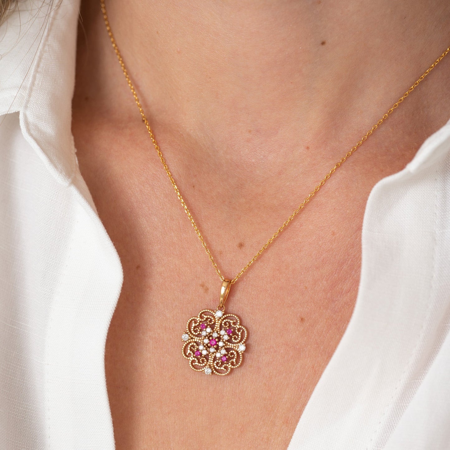Amelia Natural Blue Sapphire Gold Vermeil Necklace
