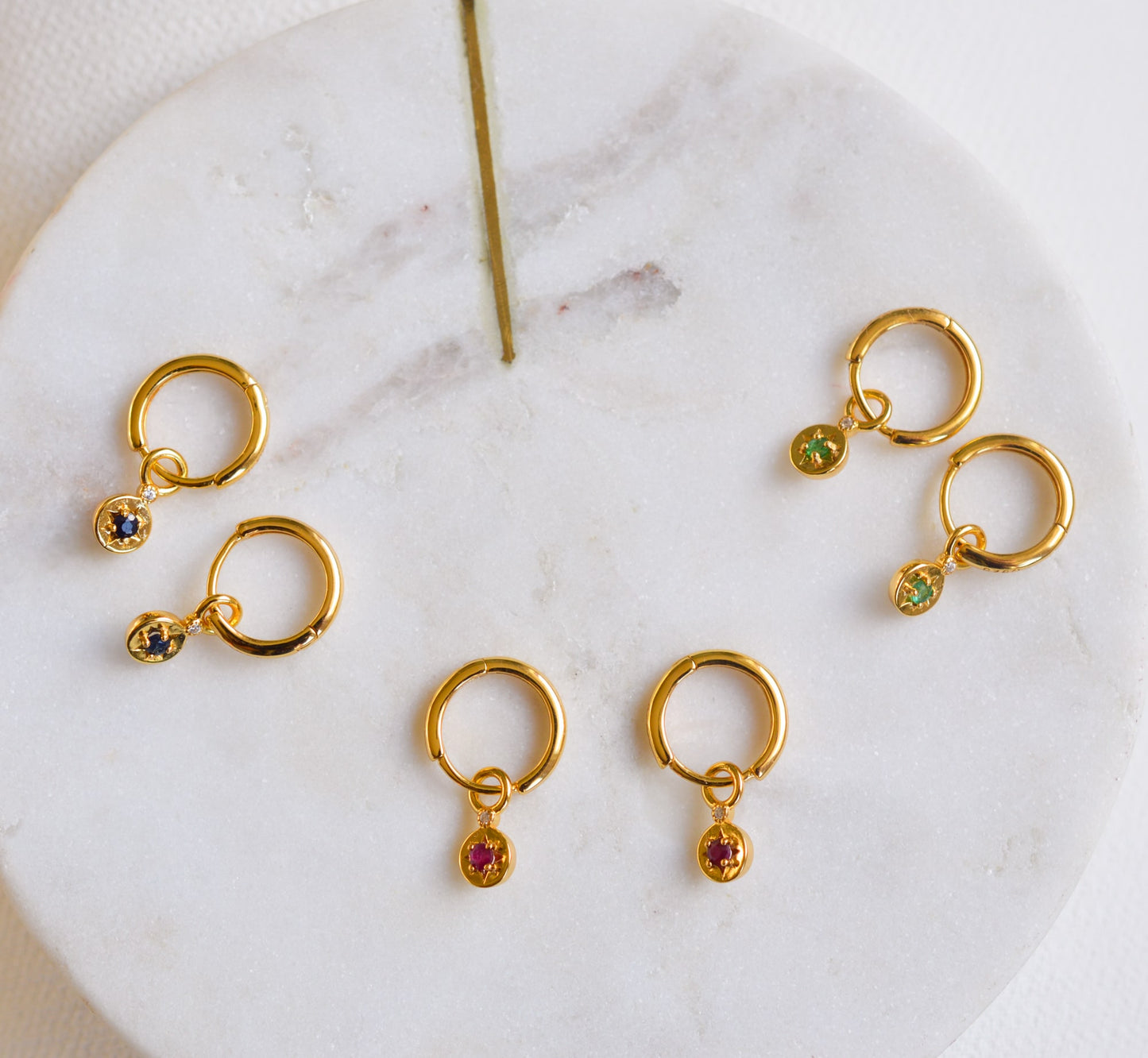Starlight Genuine Ruby Star Mini Huggie Earrings