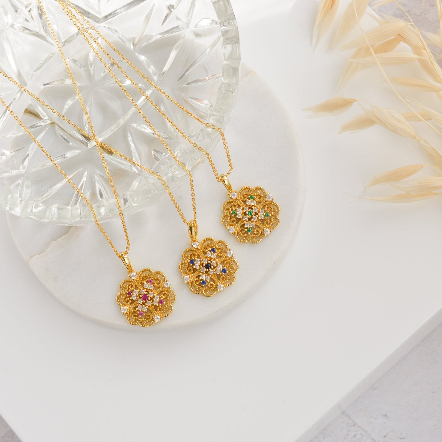 Amelia Natural Blue Sapphire Gold Vermeil Necklace