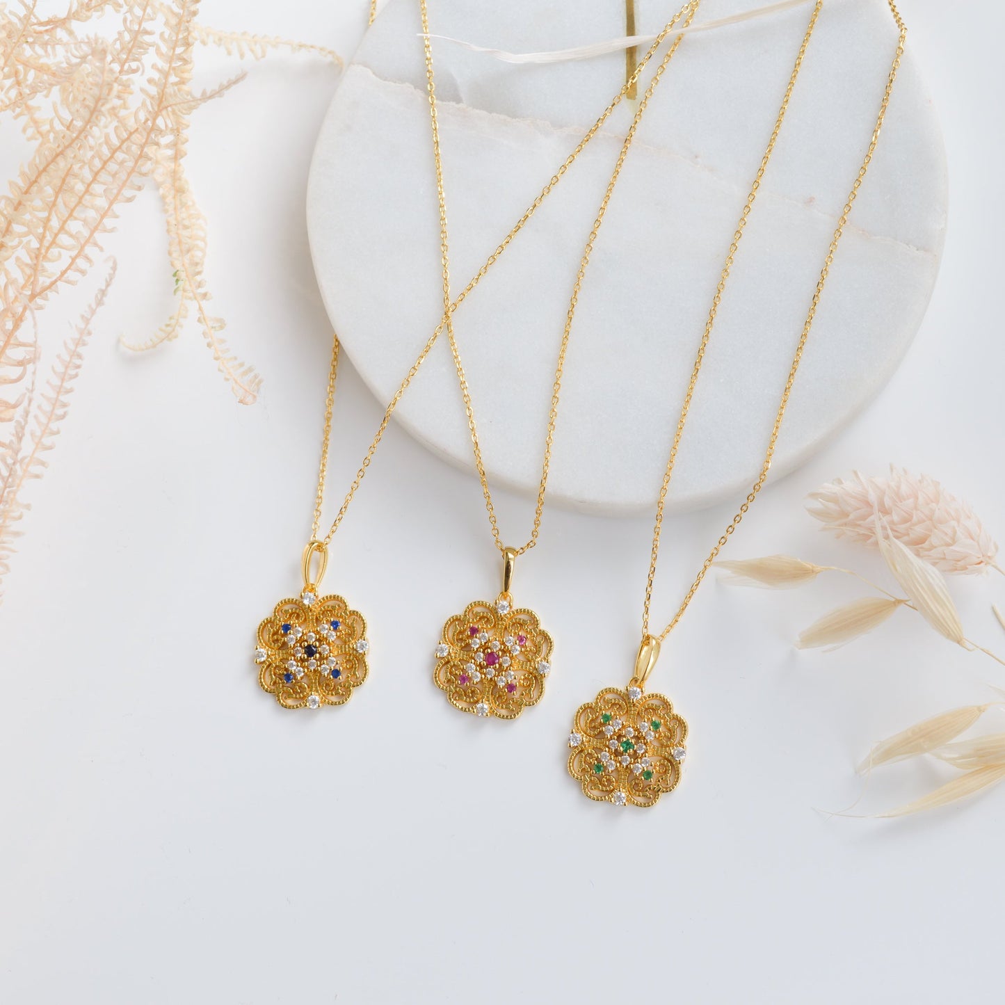 Amelia Natural Blue Sapphire Gold Vermeil Necklace