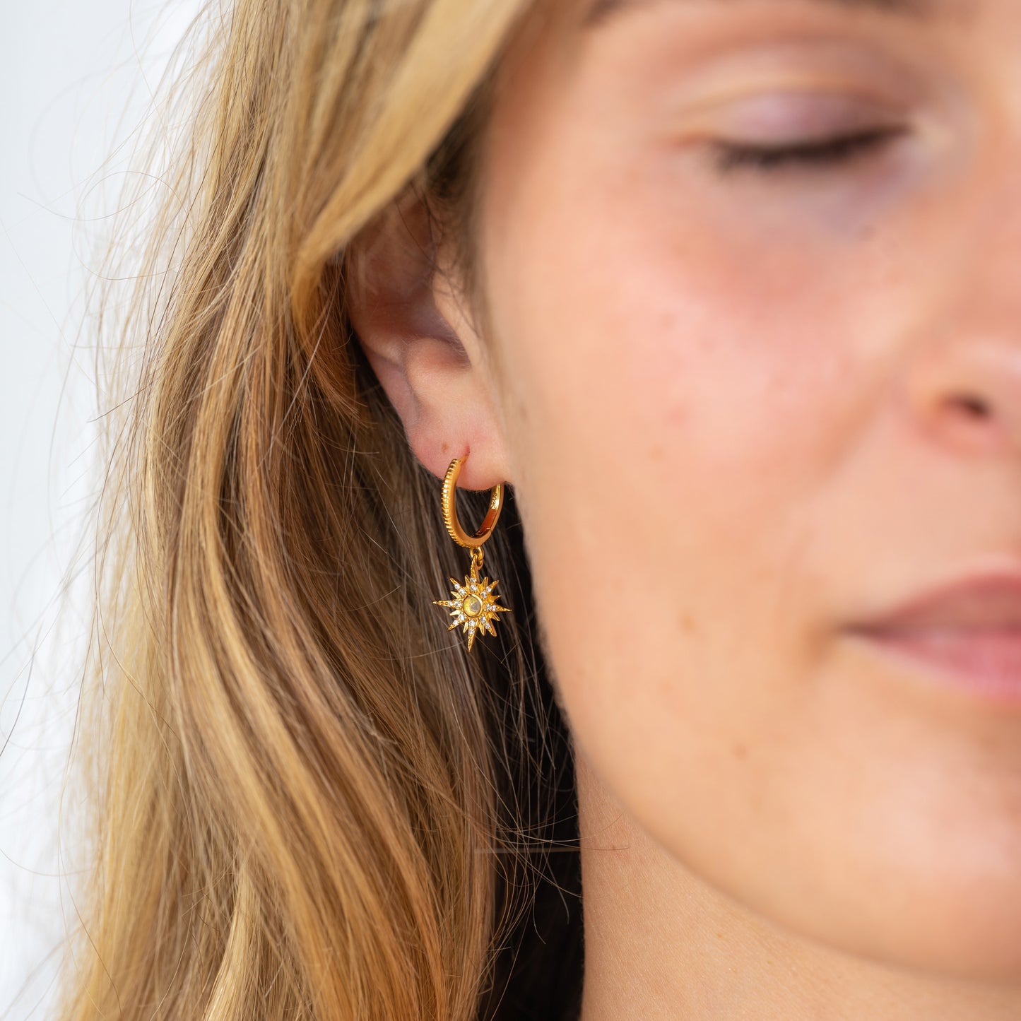 Starburst Gold Opal Earrings - 14K Gold Vermeil