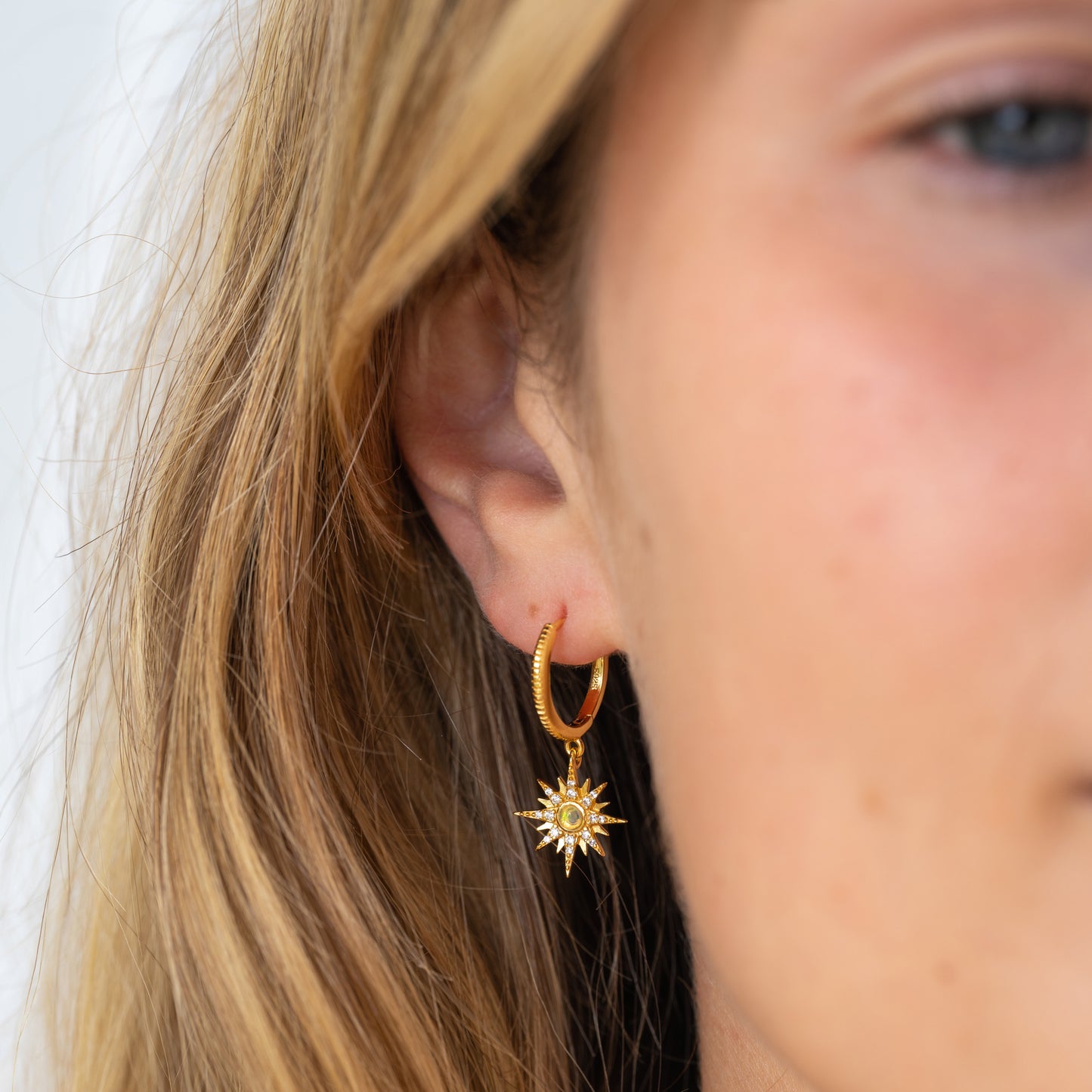 Starburst Gold Opal Earrings - 14K Gold Vermeil